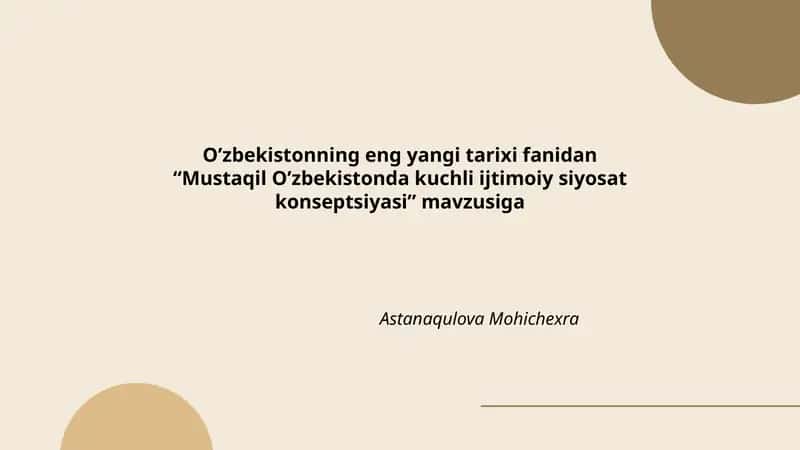 Mustaqil O’zbekistonda kuchli ijtimoiy siyosat konseptsiyasi