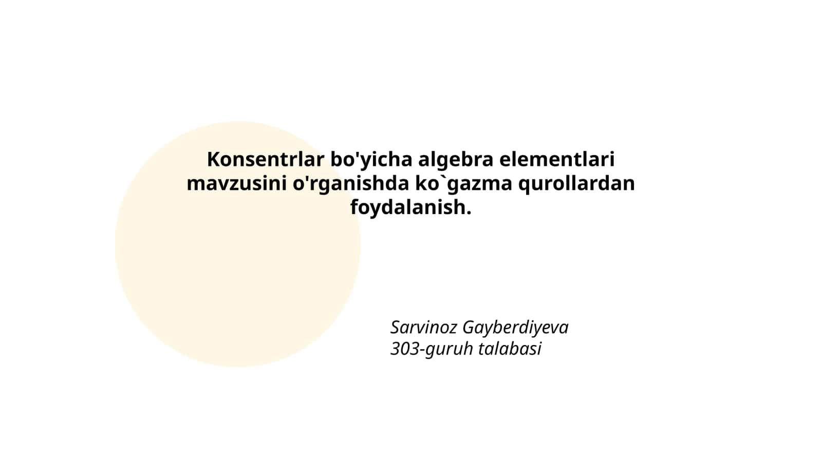 Konsentrlar bo'yicha algebra elementlari