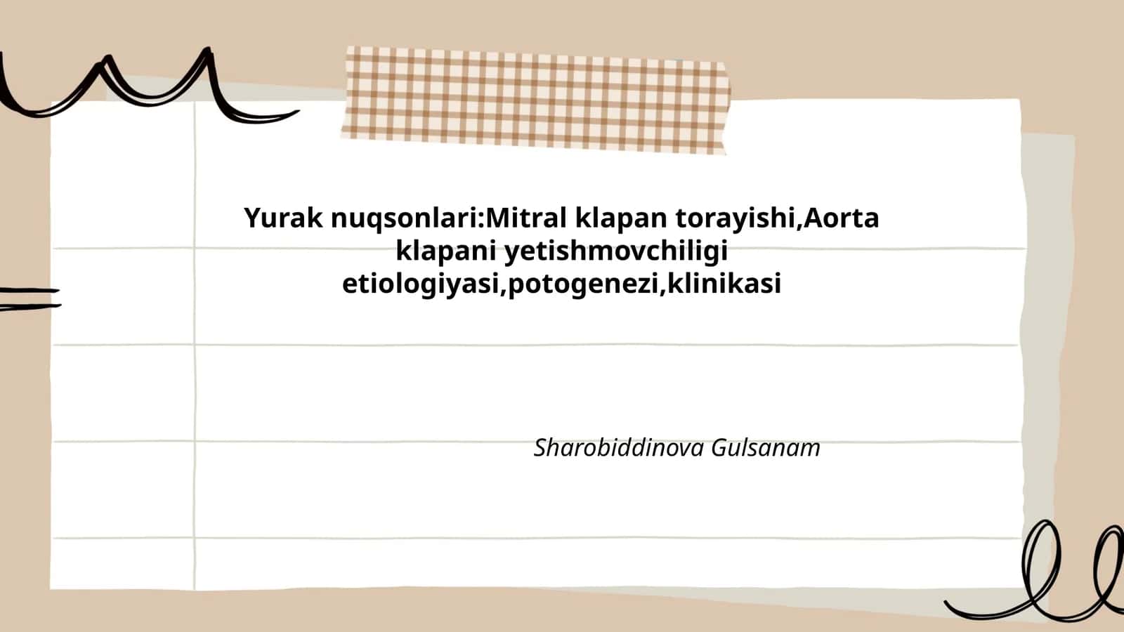 Yurak nuqsonlari:Mitral klapan torayishi,Aorta klapani yetishmovchiligi etiologiyasi,potogenezi,klinikasi