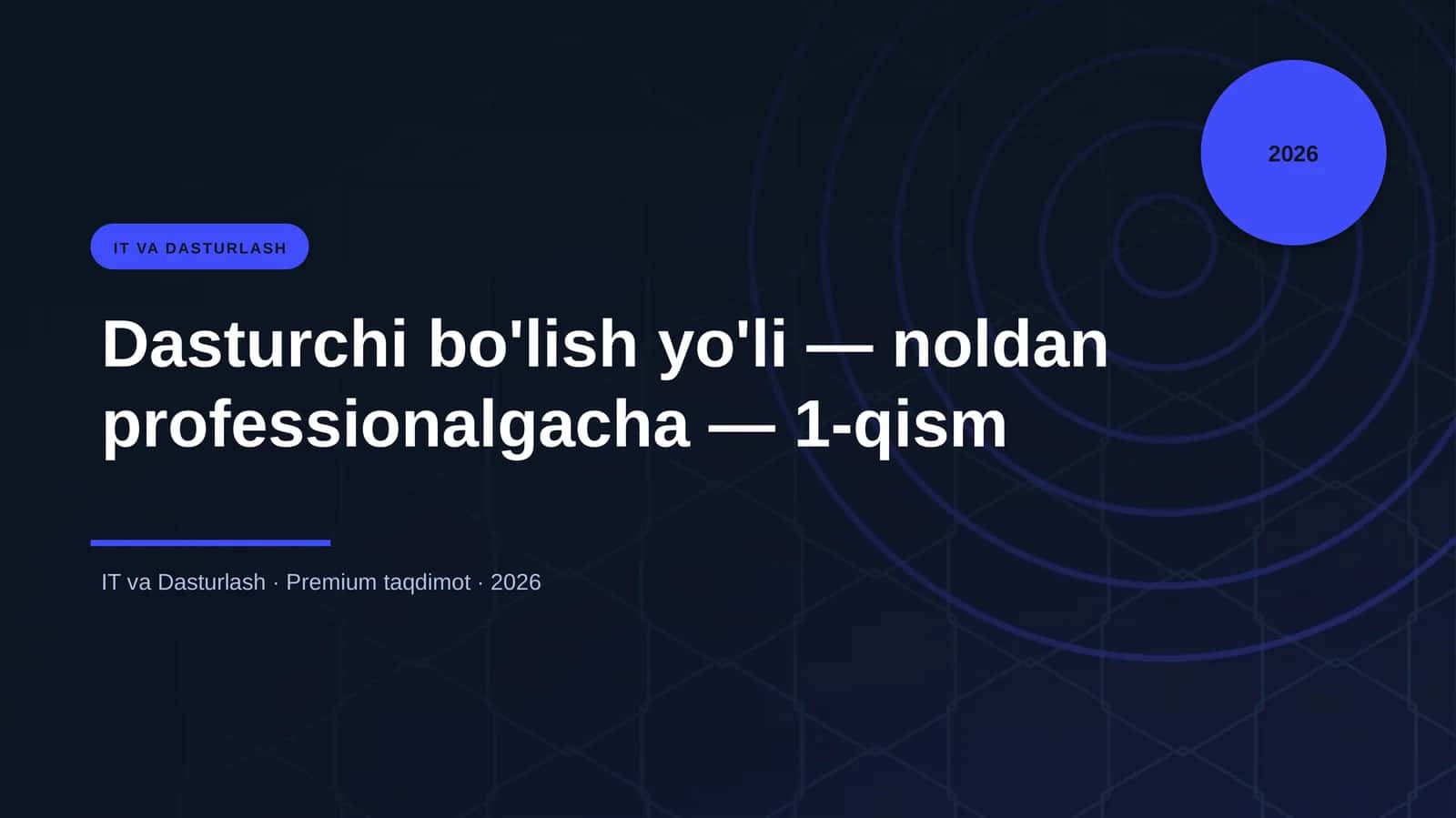 Dasturchi bo'lish yo'li — noldan professionalgacha — 1-qism
