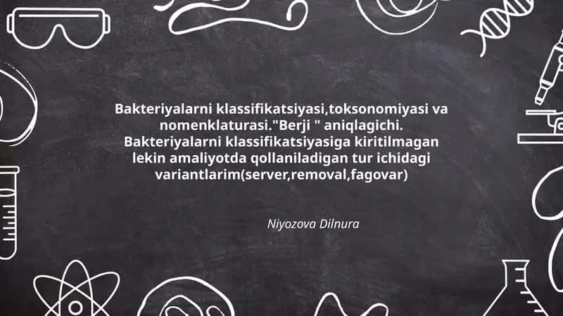 Bakteriyalarni klassifikatsiyasi,toksonomiyasi va nomenklaturasi."Berji " aniqlagichi.