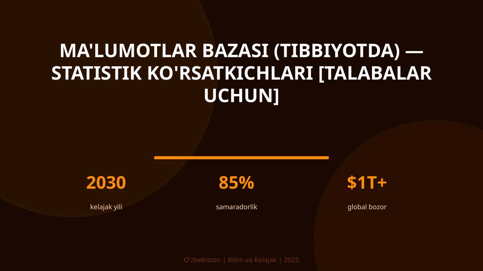 Ma'lumotlar bazasi (Tibbiyotda) - statistik ko'rsatkichlari [talabalar uchun]