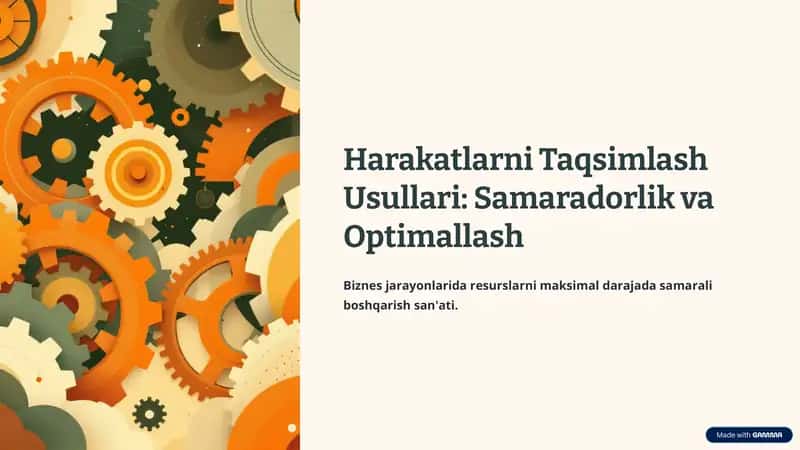 Harakatlarni Taqsimlash Usullari: Samaradorlik va Optimallash