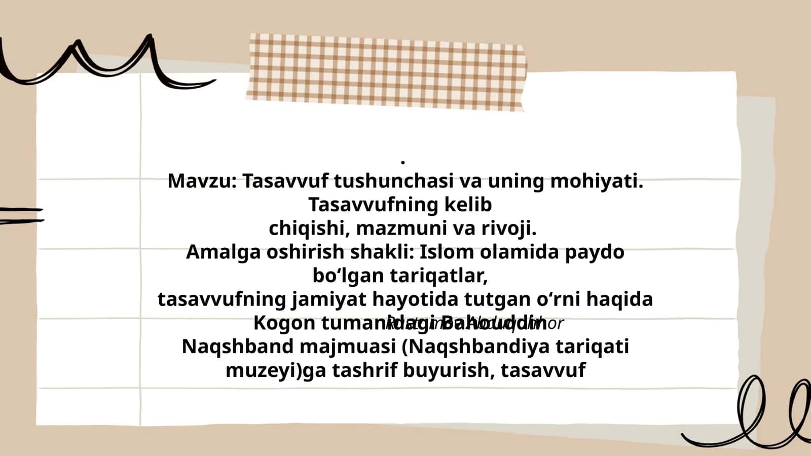 Tasavvuf tushunchasi va uning mohiyati