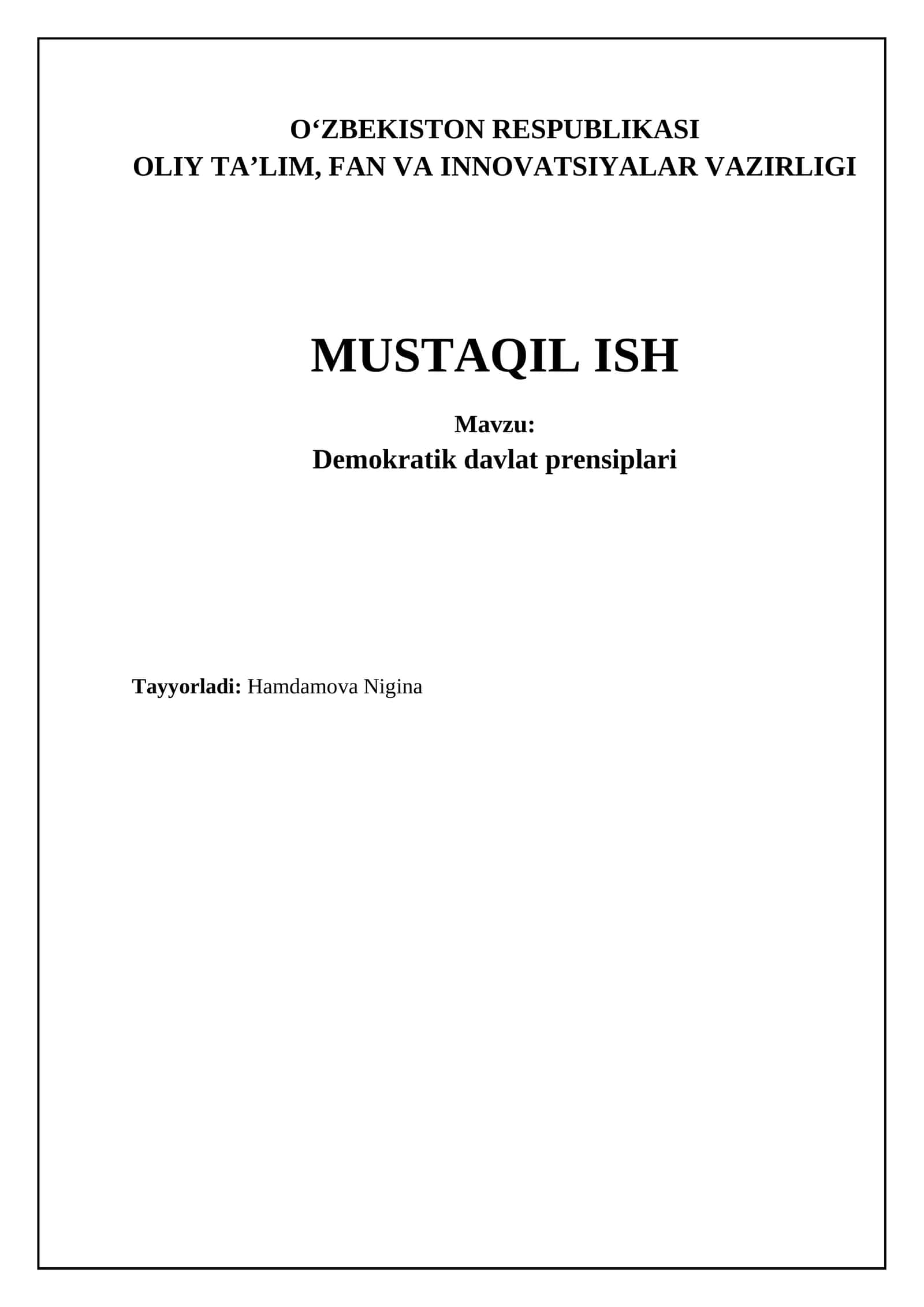 Demokratik davlatning asosiy ustunlari
