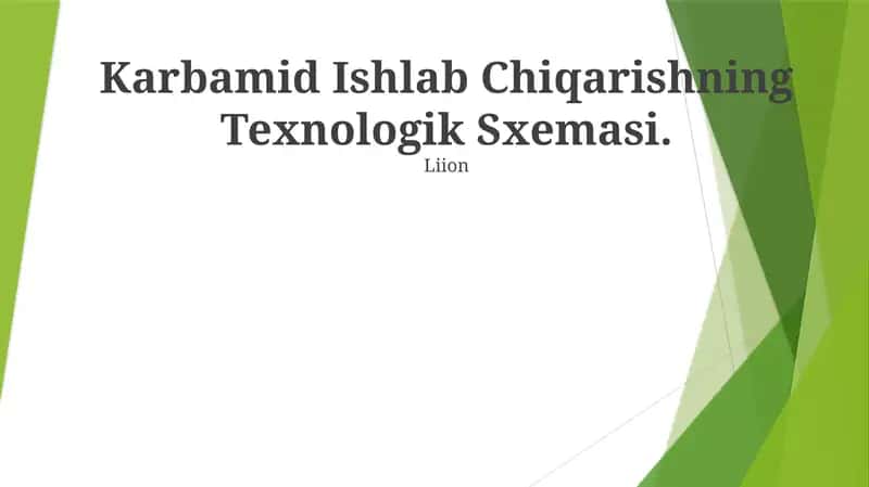 Karbamid Ishlab Chiqarishning Texnologik Sxemasi