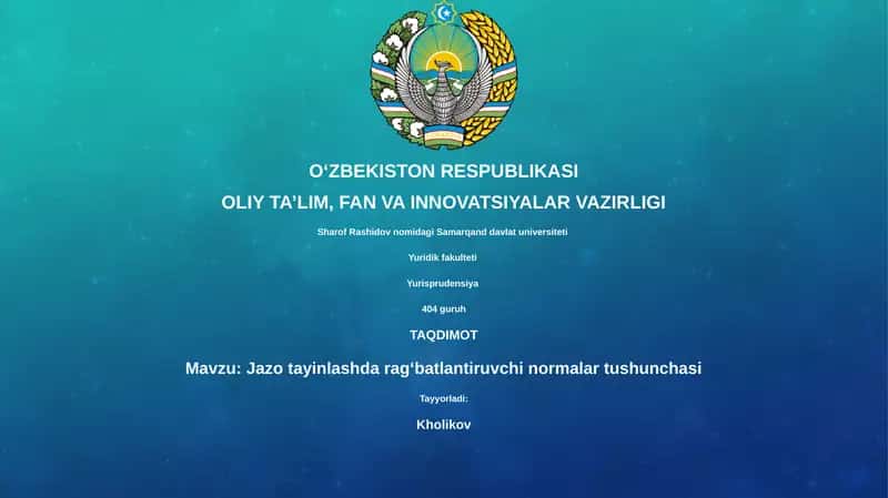 Jazo tayinlashda ragʻbatlantiruvchi normalar tushunchasi