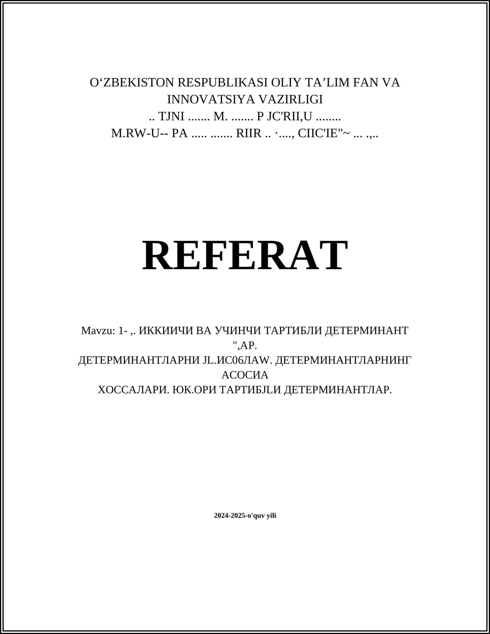Биринчи даражали детерминантлар