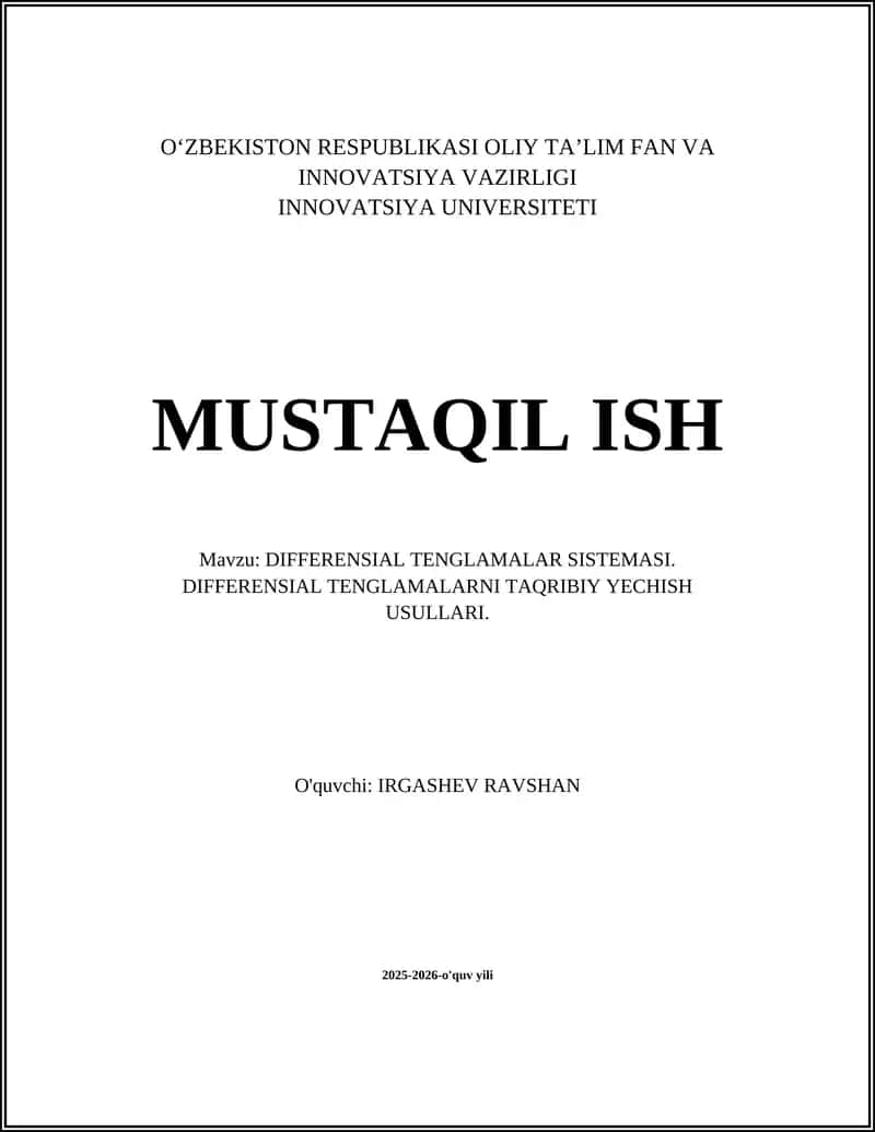 DIFFERENSIAL TENGLAMALAR SISTEMASI