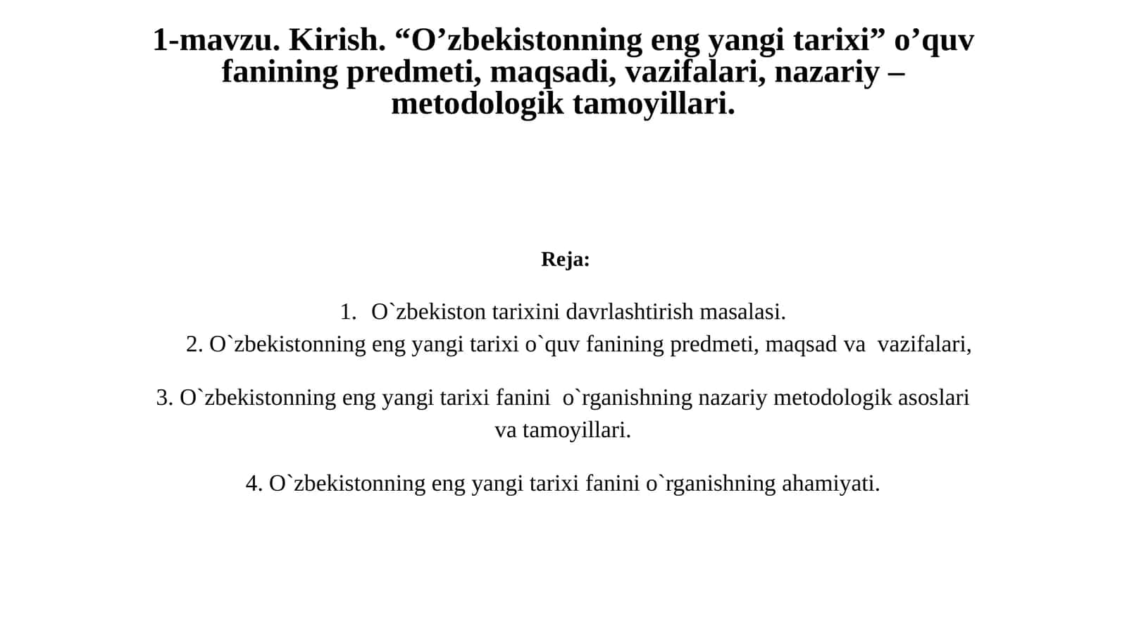 O'zbekistonning eng yangi tarixi