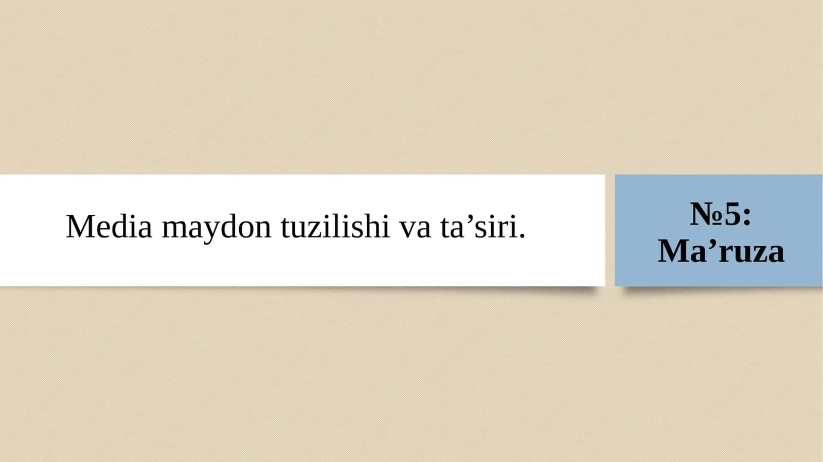 Media maydon tuzilishi va ta’siri