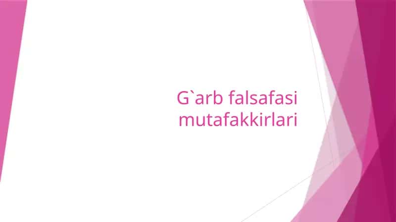 G`arb falsafasi mutafakkirlari