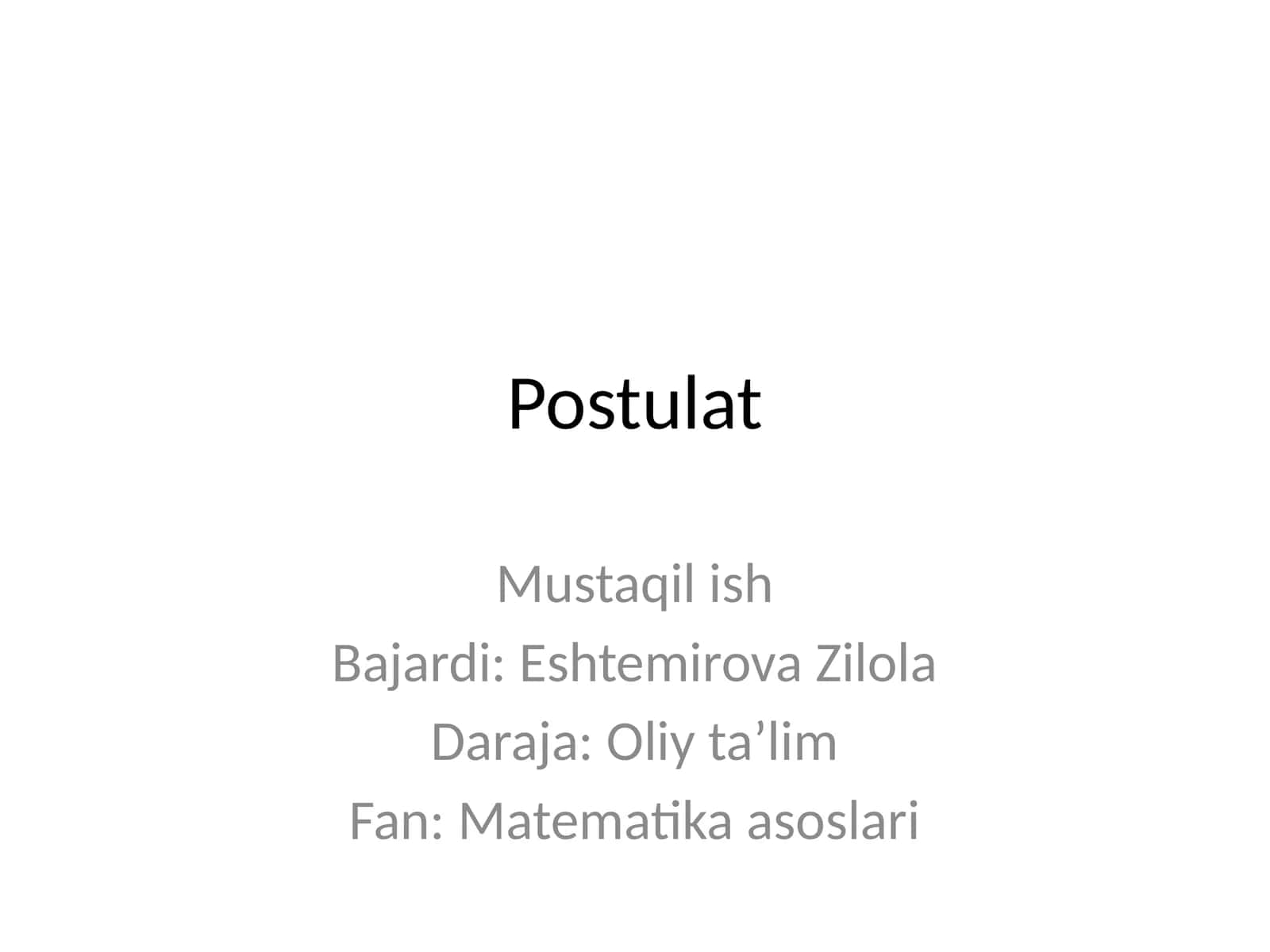 Postulat