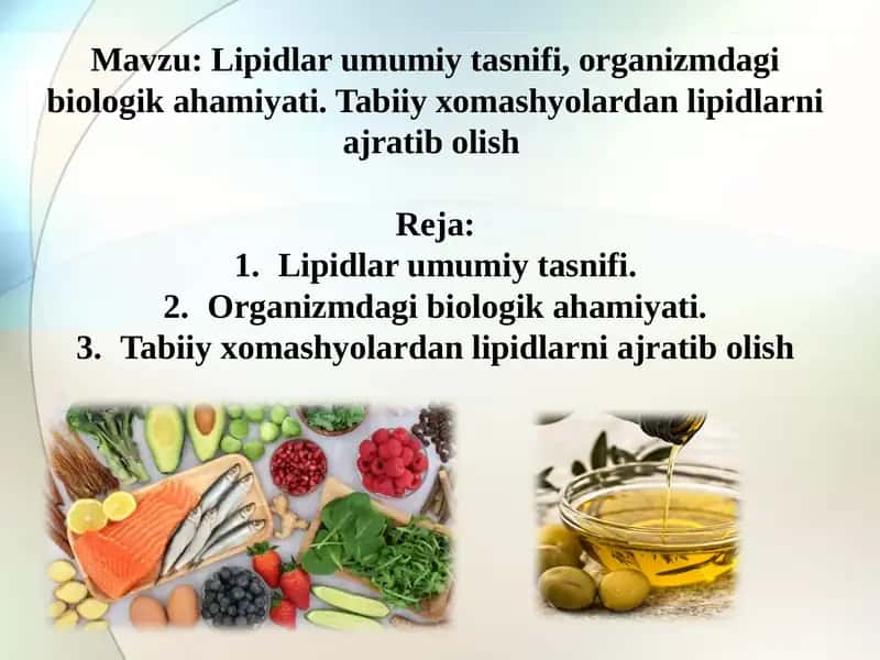 Lipidlar umumiy tasnifi