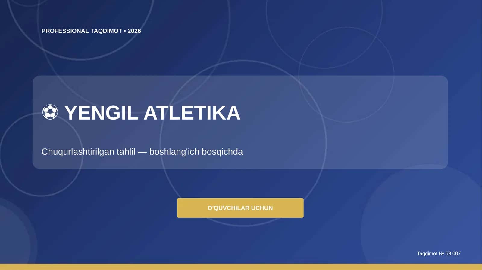 Yengil atletika: chuqurlashtirilgan tahlil (boshlang'ich bosqichda)
