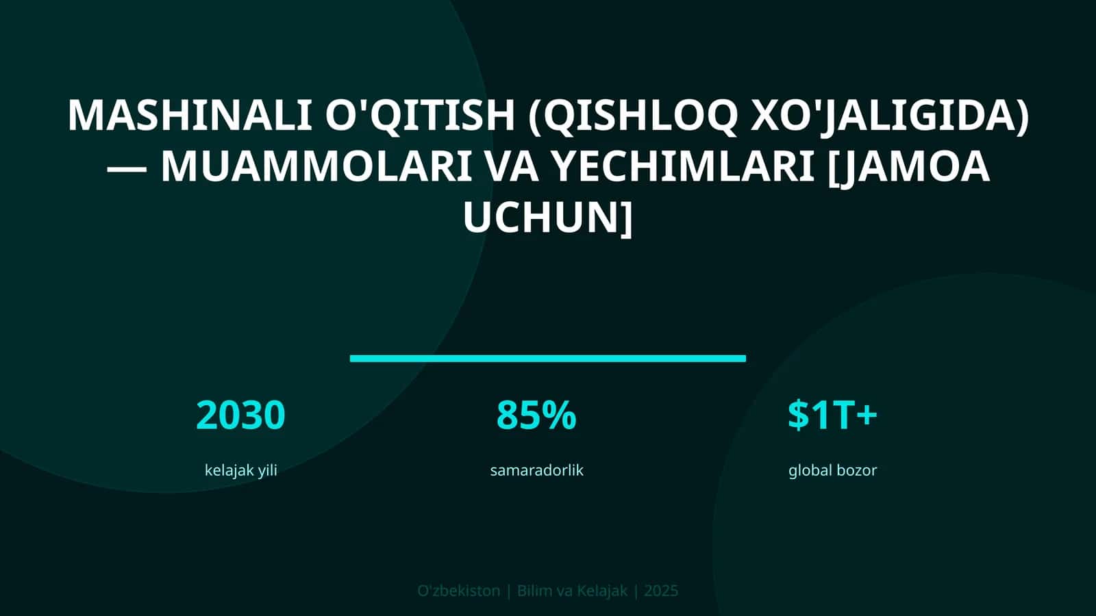Mashinali o'qitish (qishloq xo'jaligida) — muammolari va yechimlari [jamoa uchun]