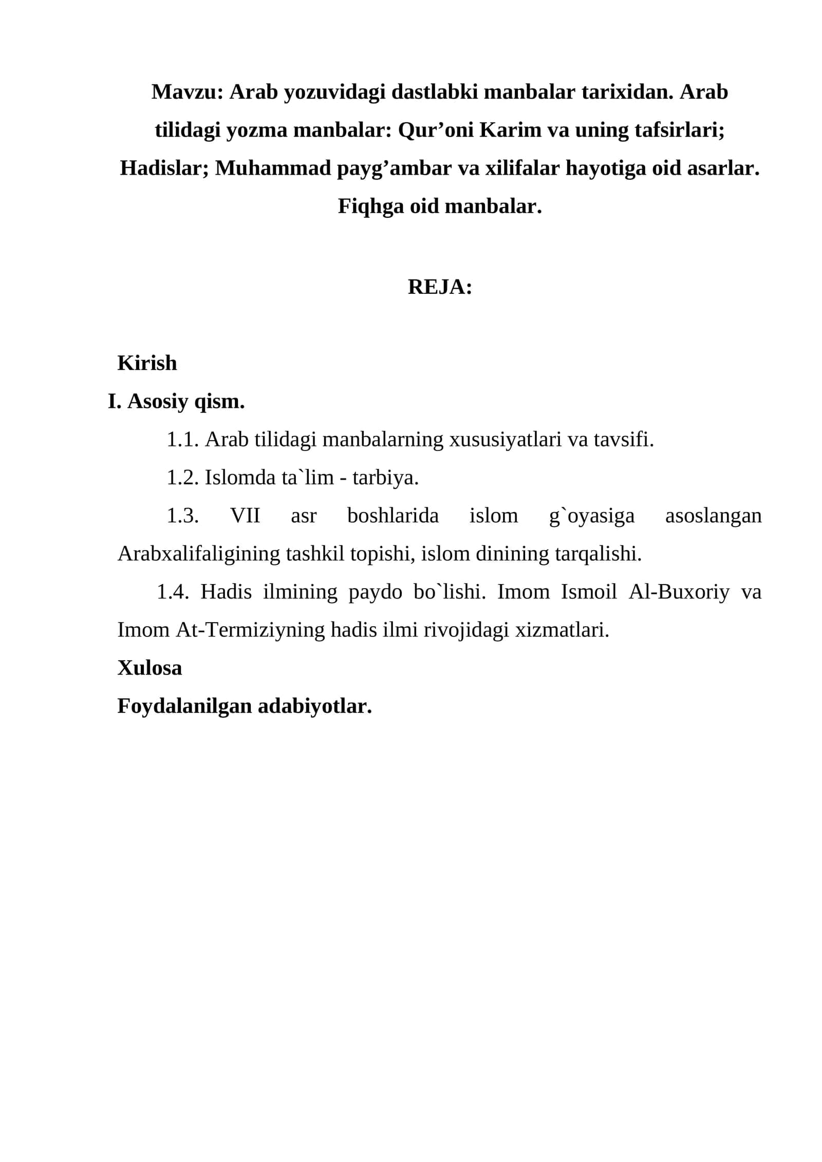 Arab yozuvidagi dastlabki manbalar tarixidan