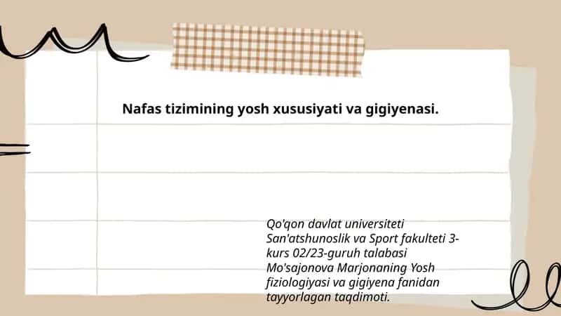 Nafas tizimining yosh xususiyati va gigiyenasi