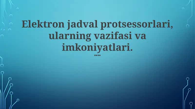 Jadval Protsessorlari