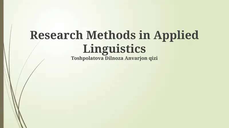 Research Methods in Applied Linguistics