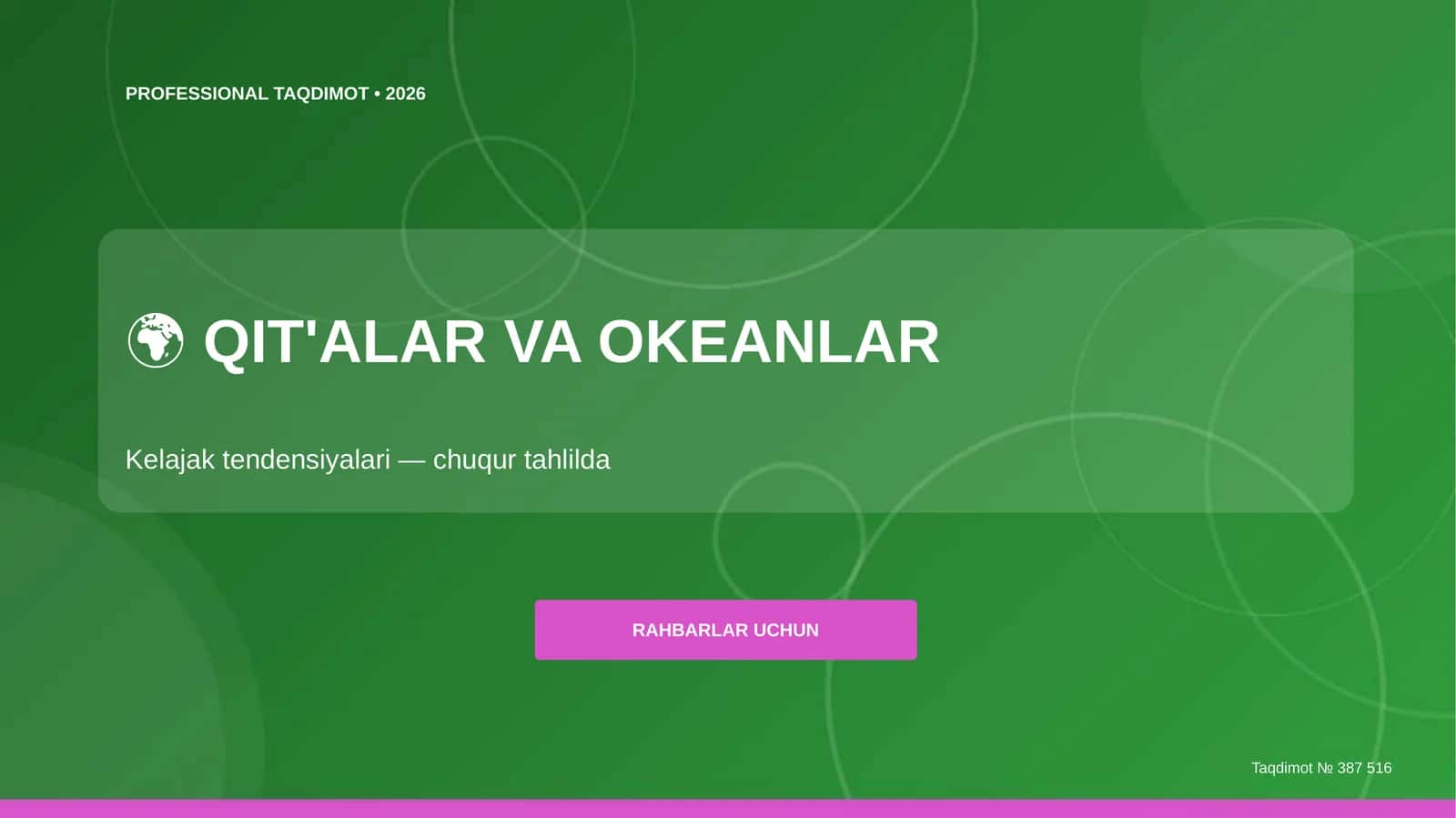 Qit'alar va okeanlar: kelajak tendensiyalari (chuqur tahlilda) [rahbarlar uchun]