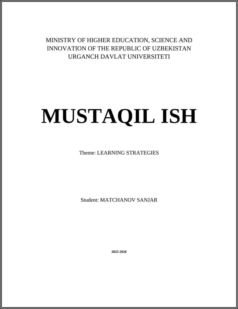 MUSTAQIL ISH Learning Strategies 2025-2026