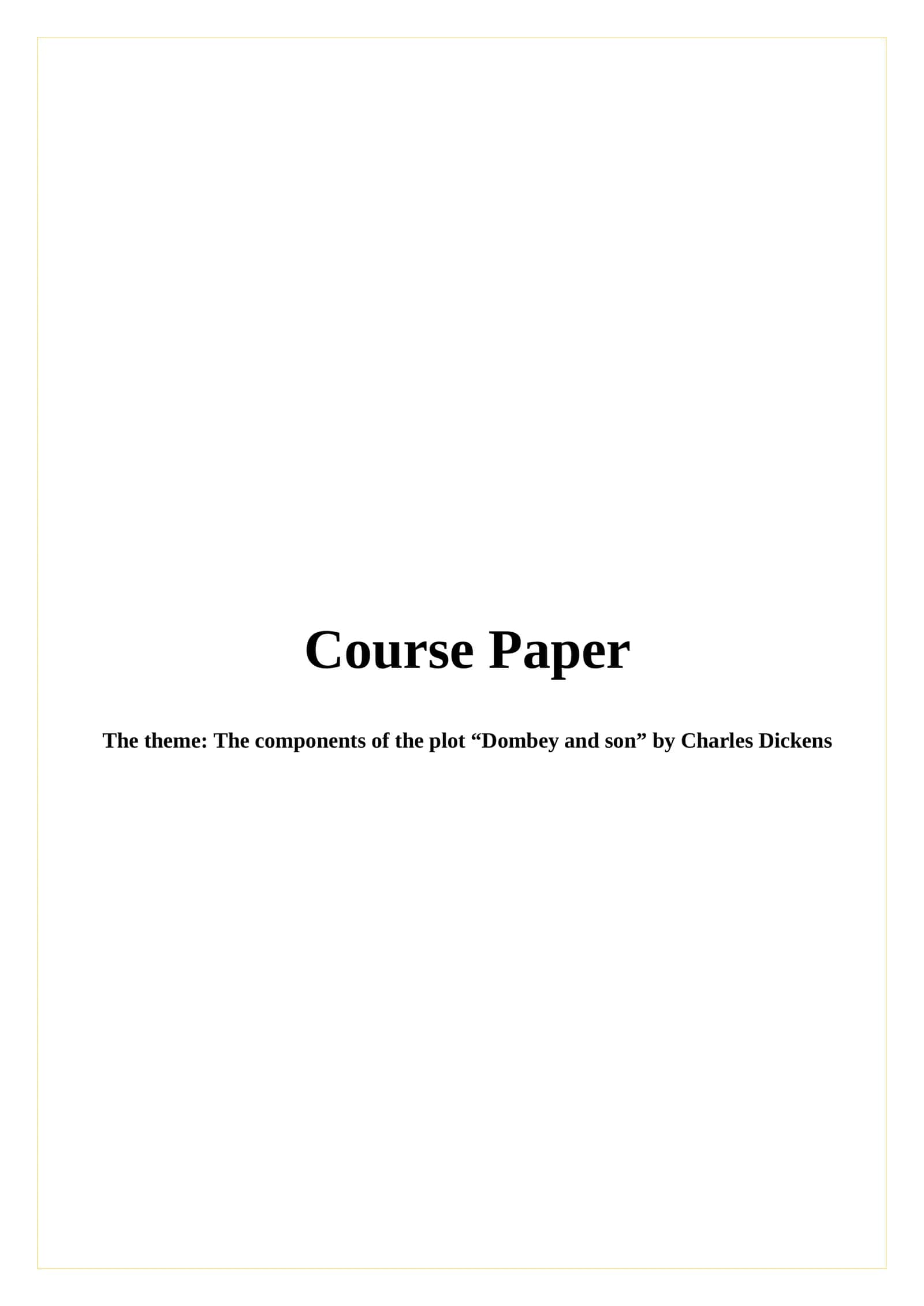 Charles Dickens' novel " Dombey and Son "