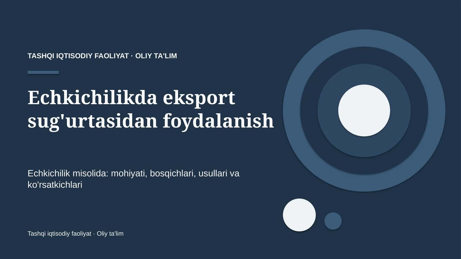 Echkichilikda eksport sug'urtasidan foydalanish