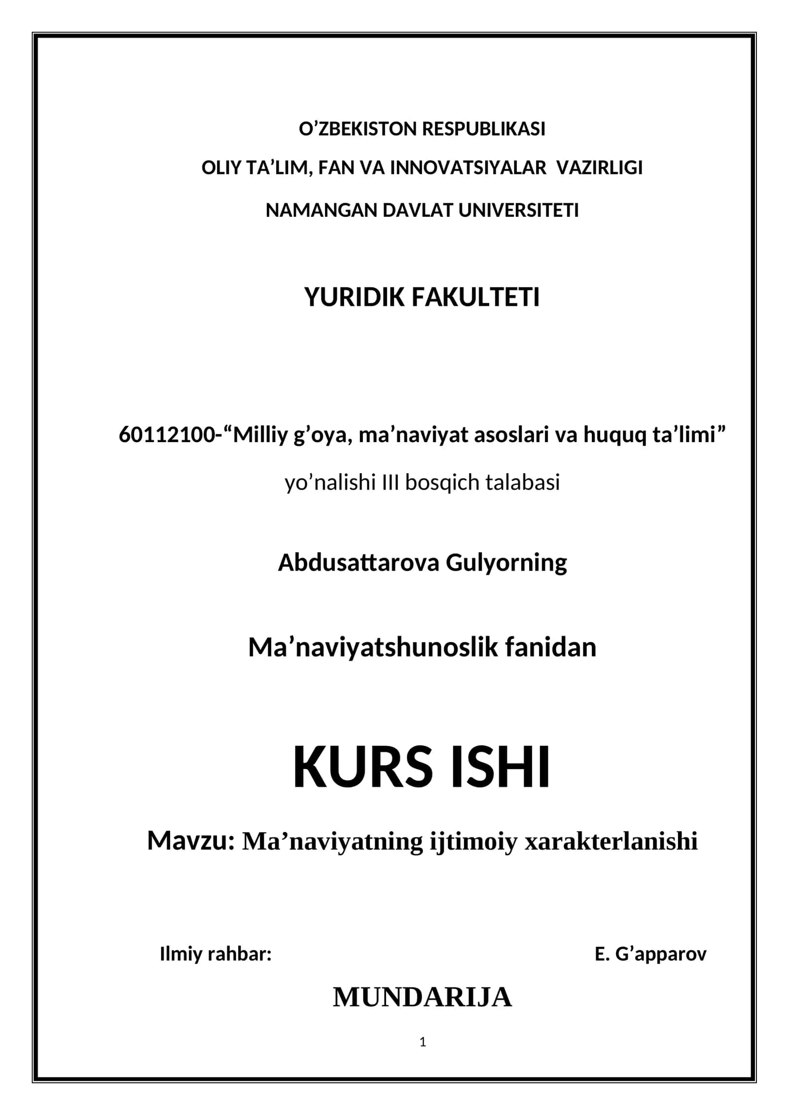 Ma’naviyatning ijtimoiy xarakterlanishi