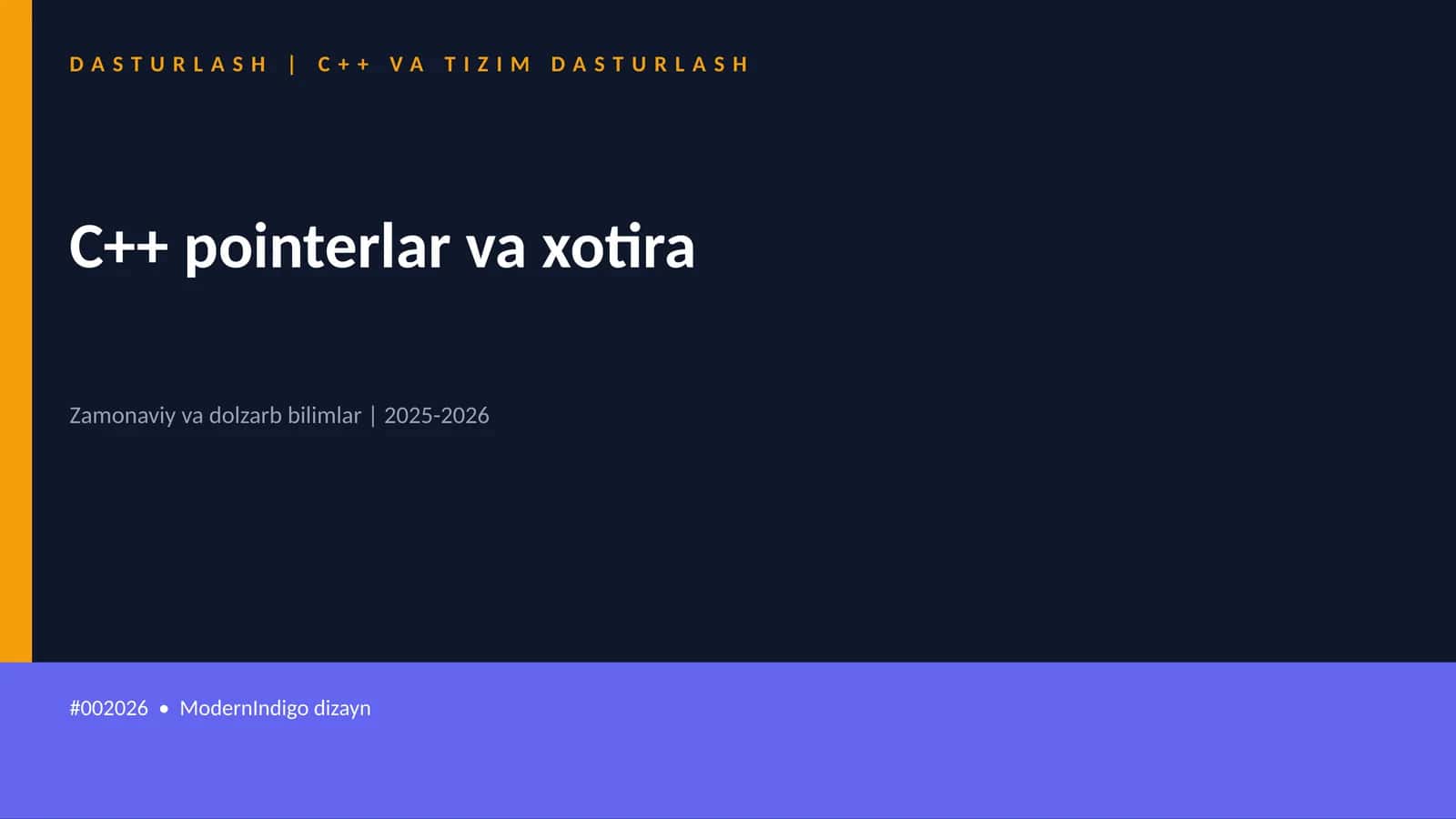 C++ pointerlar va xotira