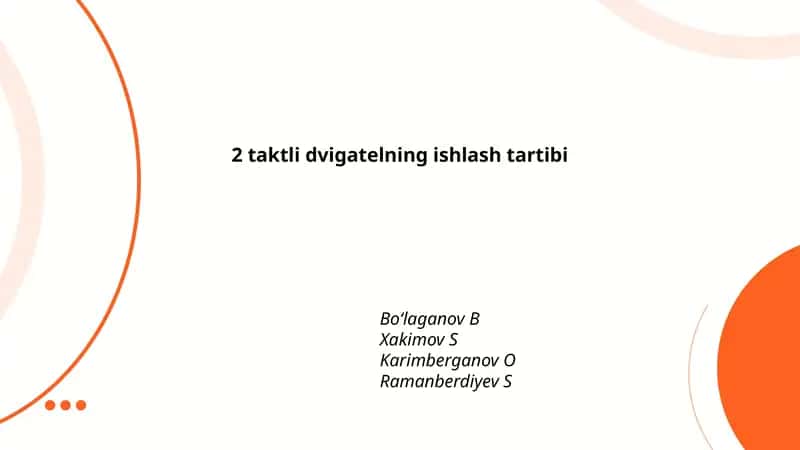 Ikki taktli dvigatelning ishlash prinsipi