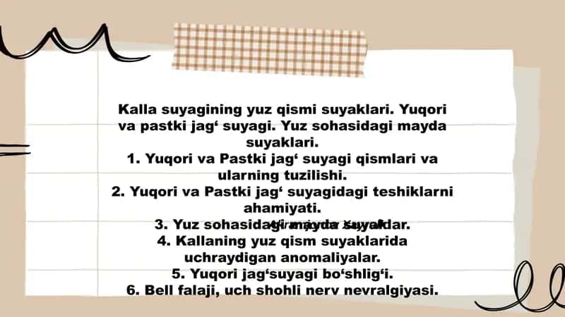 Kalla suyagining yuz qismi suyaklari