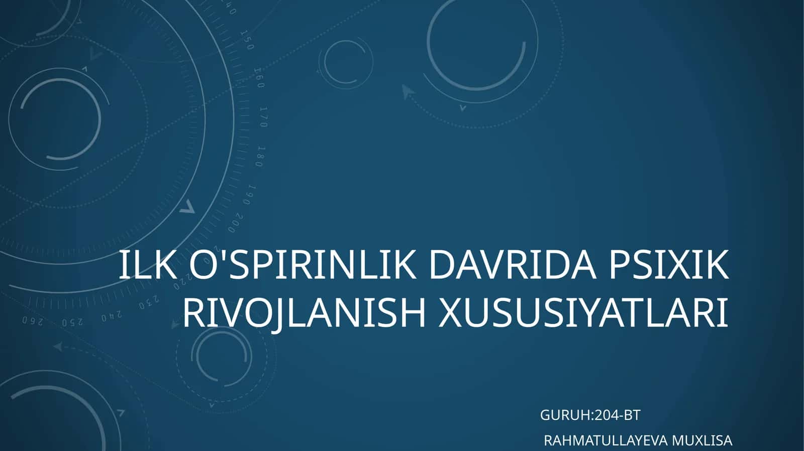 ilk o'spirinlik davrida psixik rivojlanish xususiyatlari
