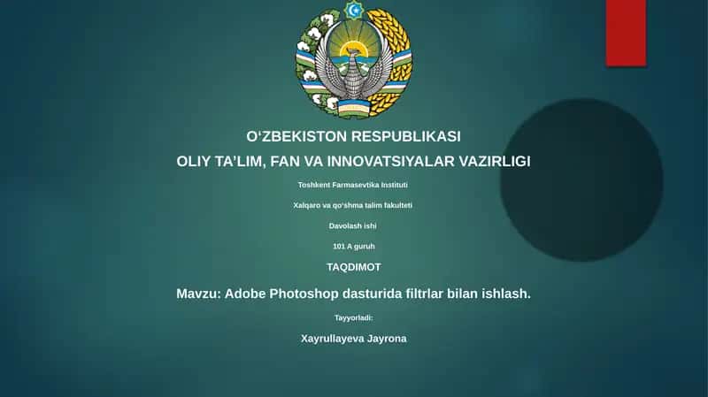 Adobe Photoshop dasturida filtrlar bilan ishlash