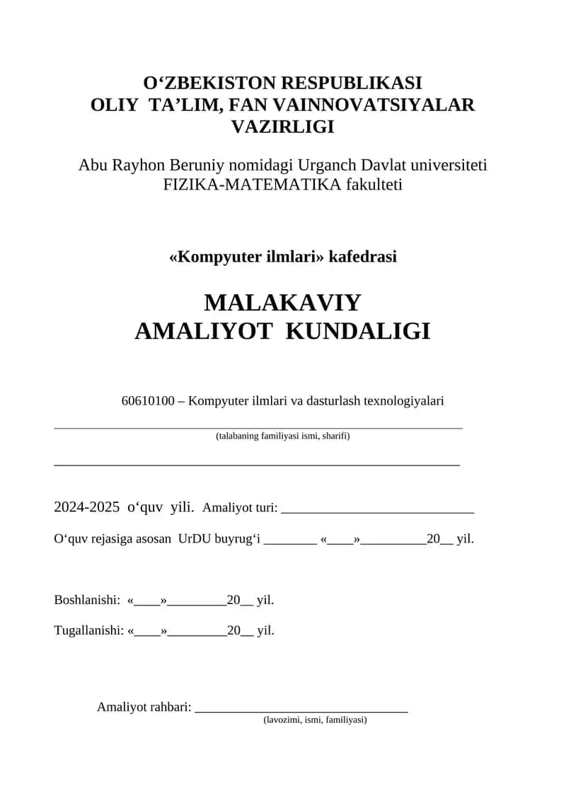 Kompyuter ilmlari va dasturlash texnologiyalari
