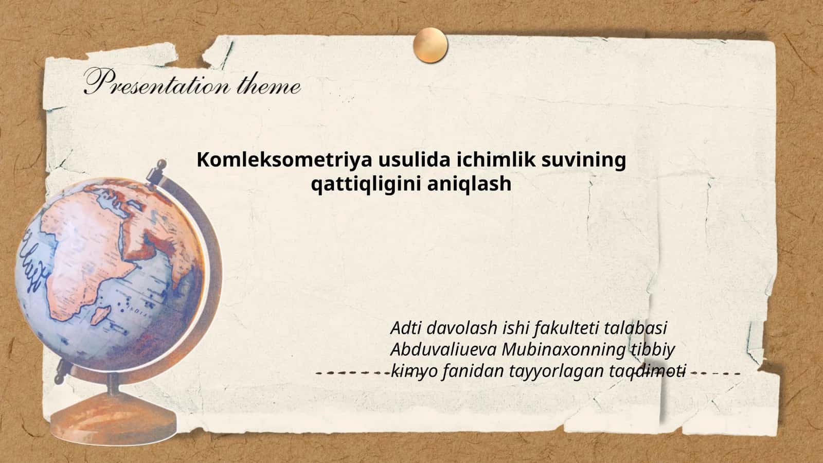 Komleksometriya usulida ichimlik suvining qattiqligini aniqlash