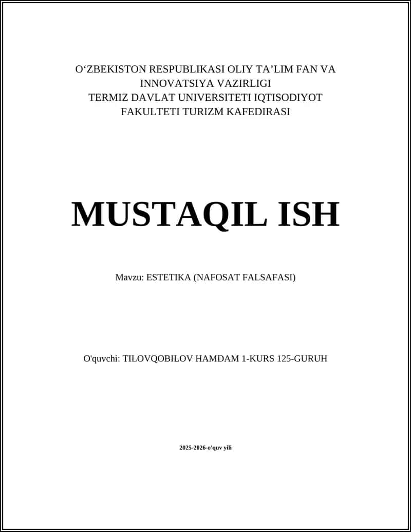 ESTETIKA (NAFOSAT FALSAFASI)
