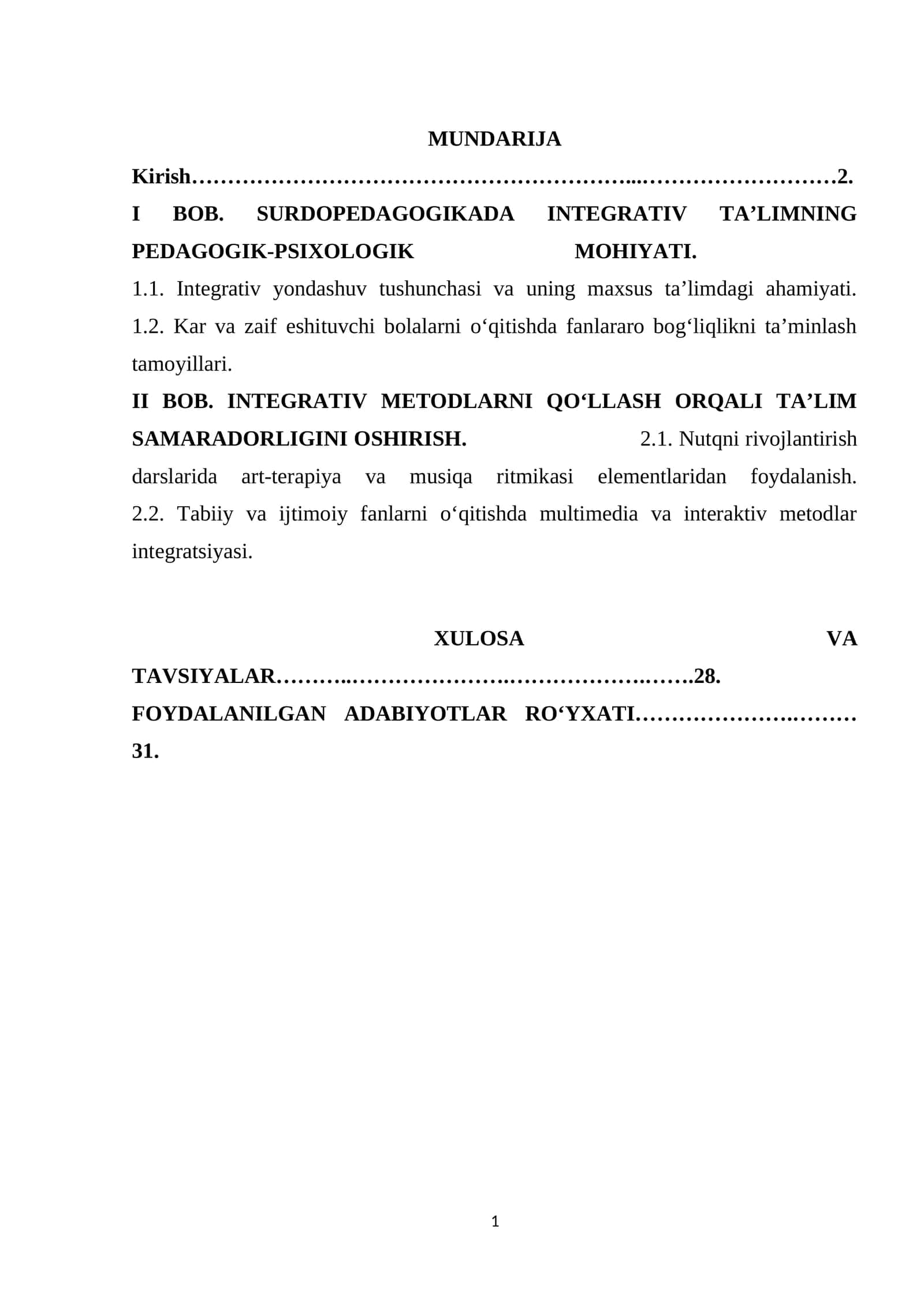 SURDOPEDAGOGIKADA INTEGRATIV TA’LIMNING PEDAGOGIK-PSIXOLOGIK MOHIYATI
