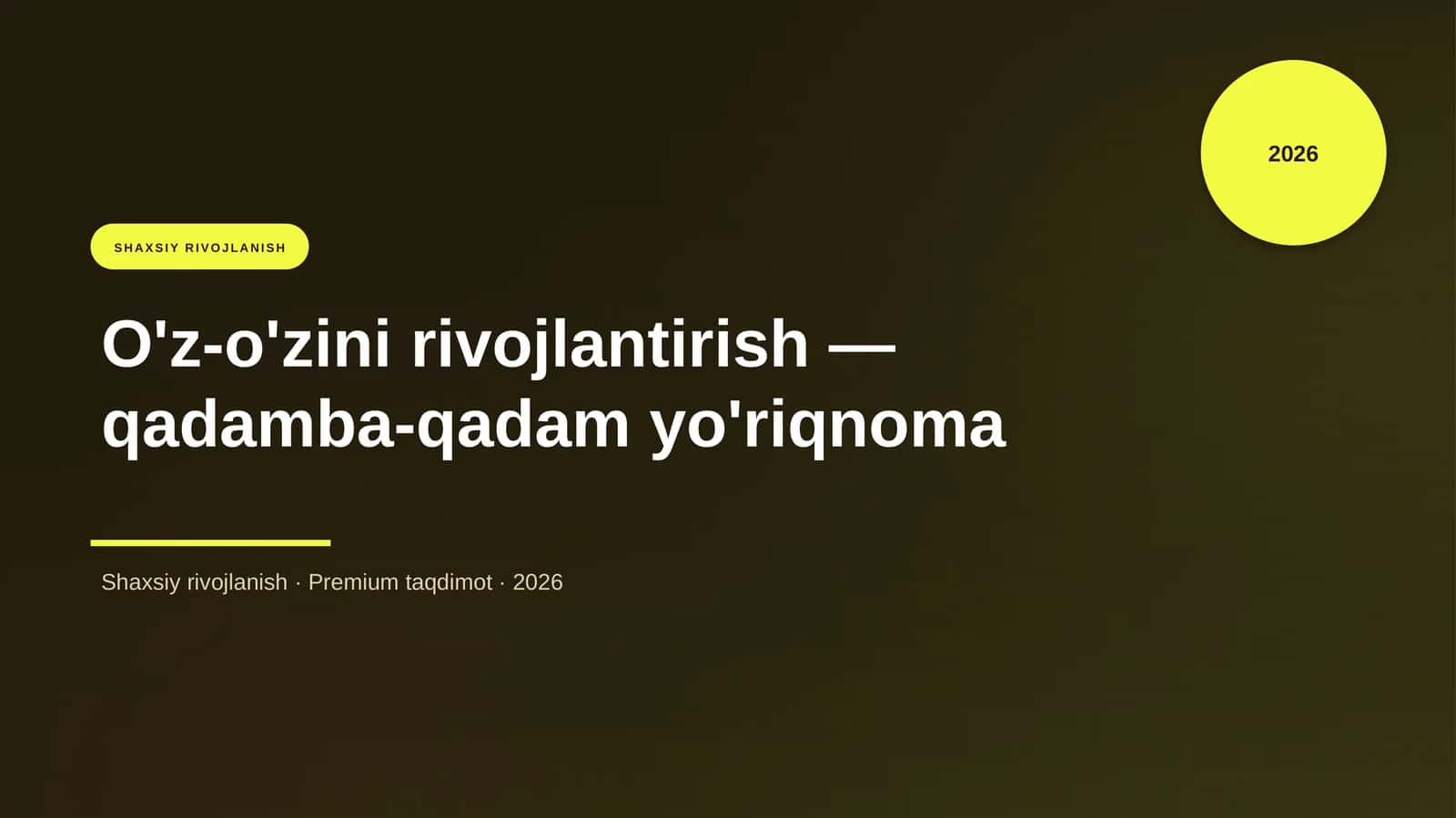 O'z-O'zini Rivojlantirish - Qadamba-qadam Yo'riqnoma