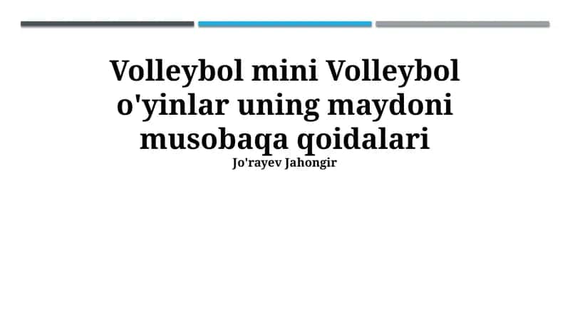 Mini voleybol: Tarix, Qoidalar va Maydon