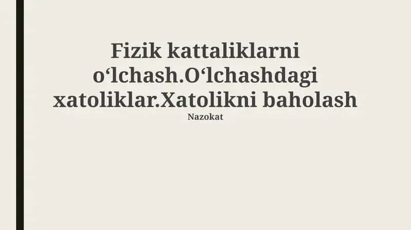 Fizik kattaliklarni o'lchash