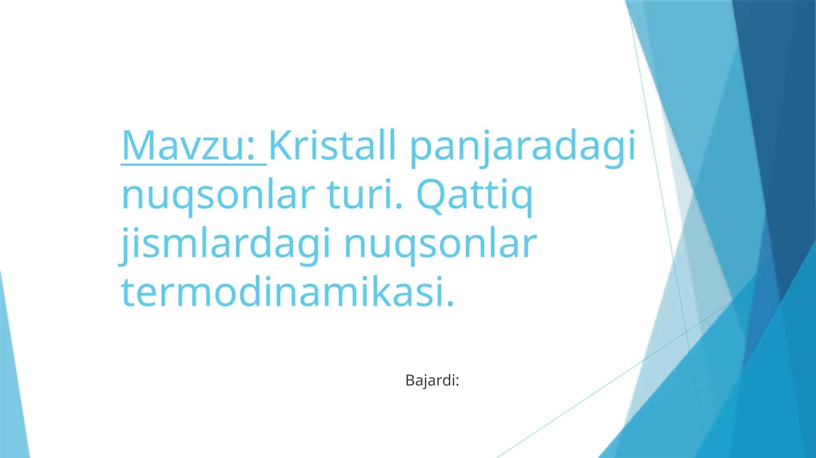 Qattiq jismlardagi nuqsonlar termodinamikasi