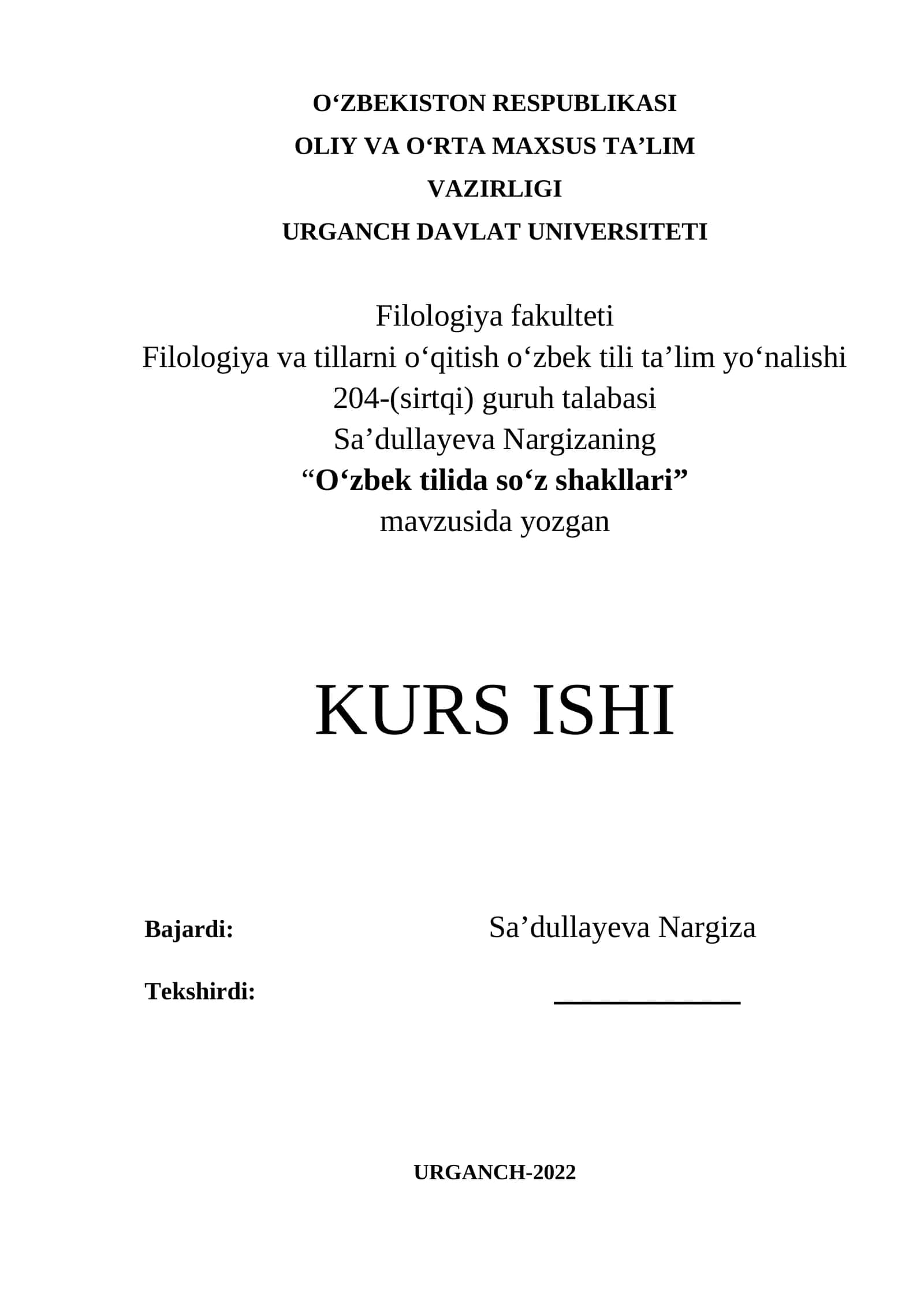 O‘zbek tilida so‘z shakllari