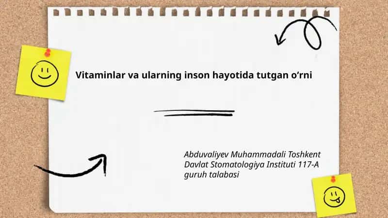 Vitaminlar va ularning inson hayotida tutgan oʻrni