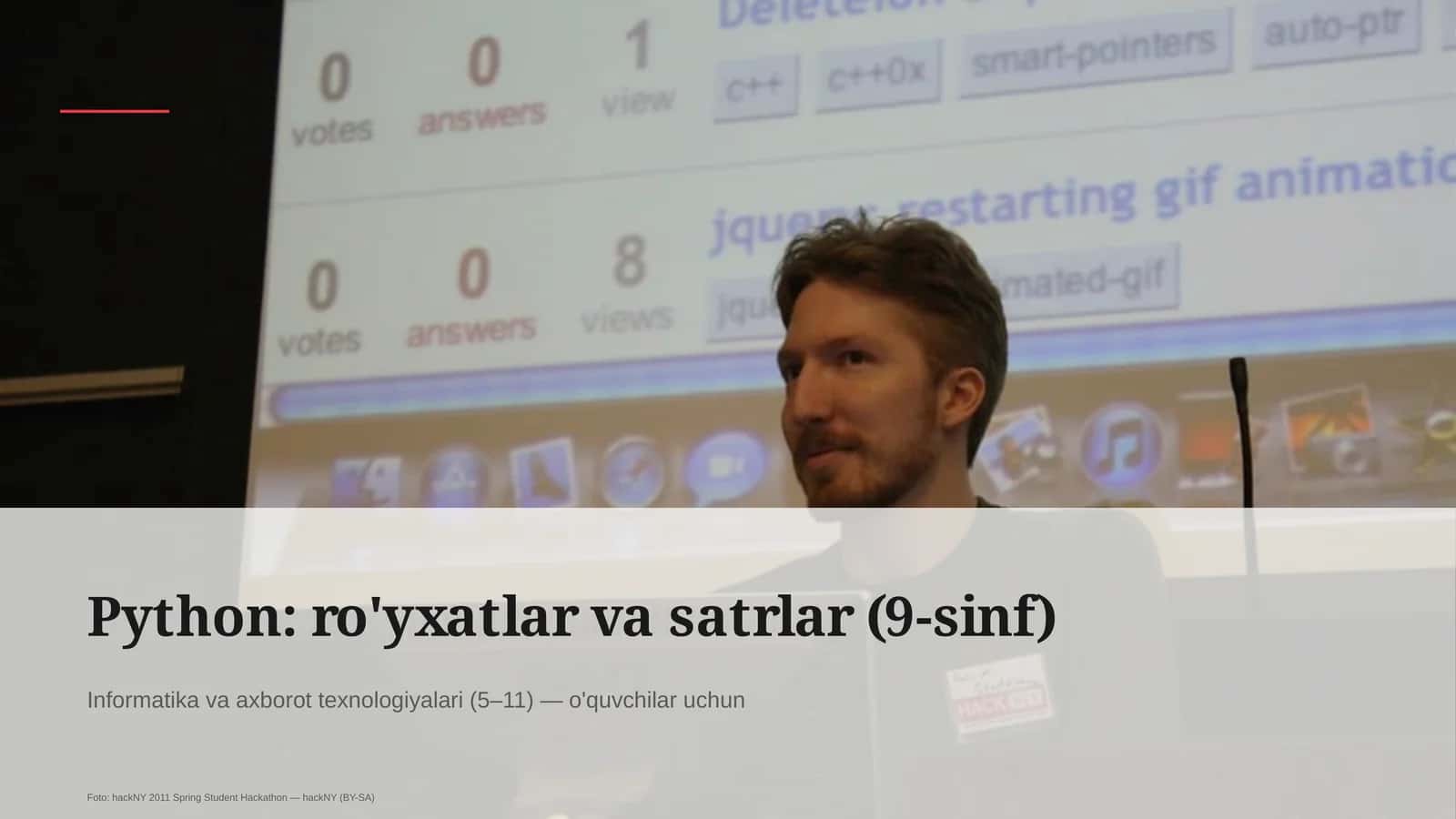 Python: ro'yxatlar va satrlar (9-sinf)