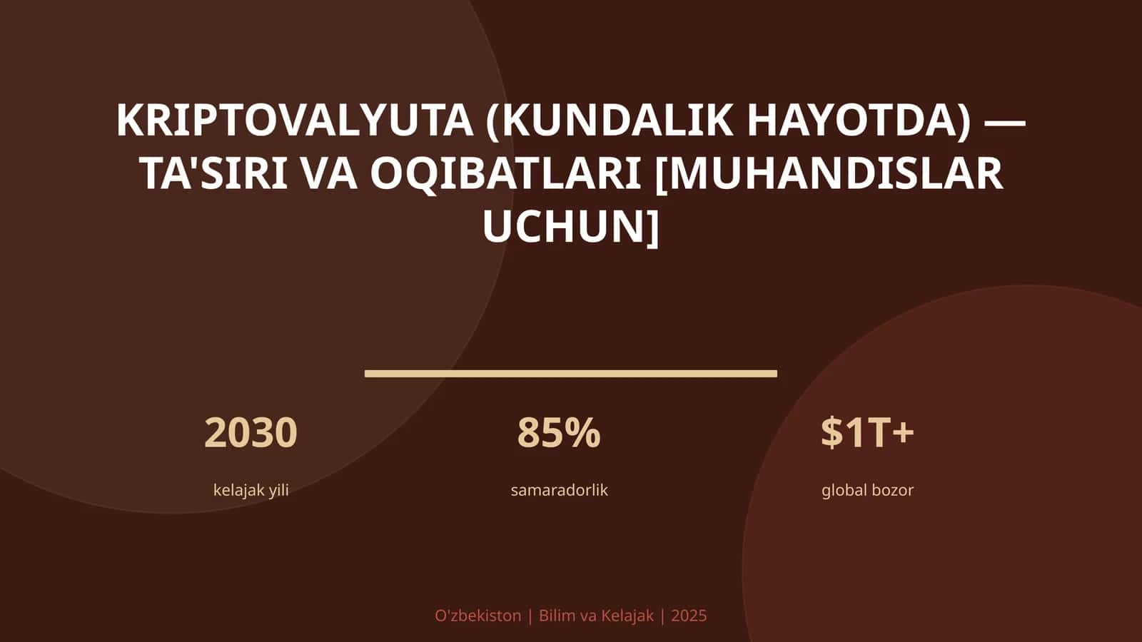 KRIPTOVALYUTA (KUNDALIK HAYOTDA) — TA'SIRI VA OQIBATLARI [MUHANDISLAR UCHUN]