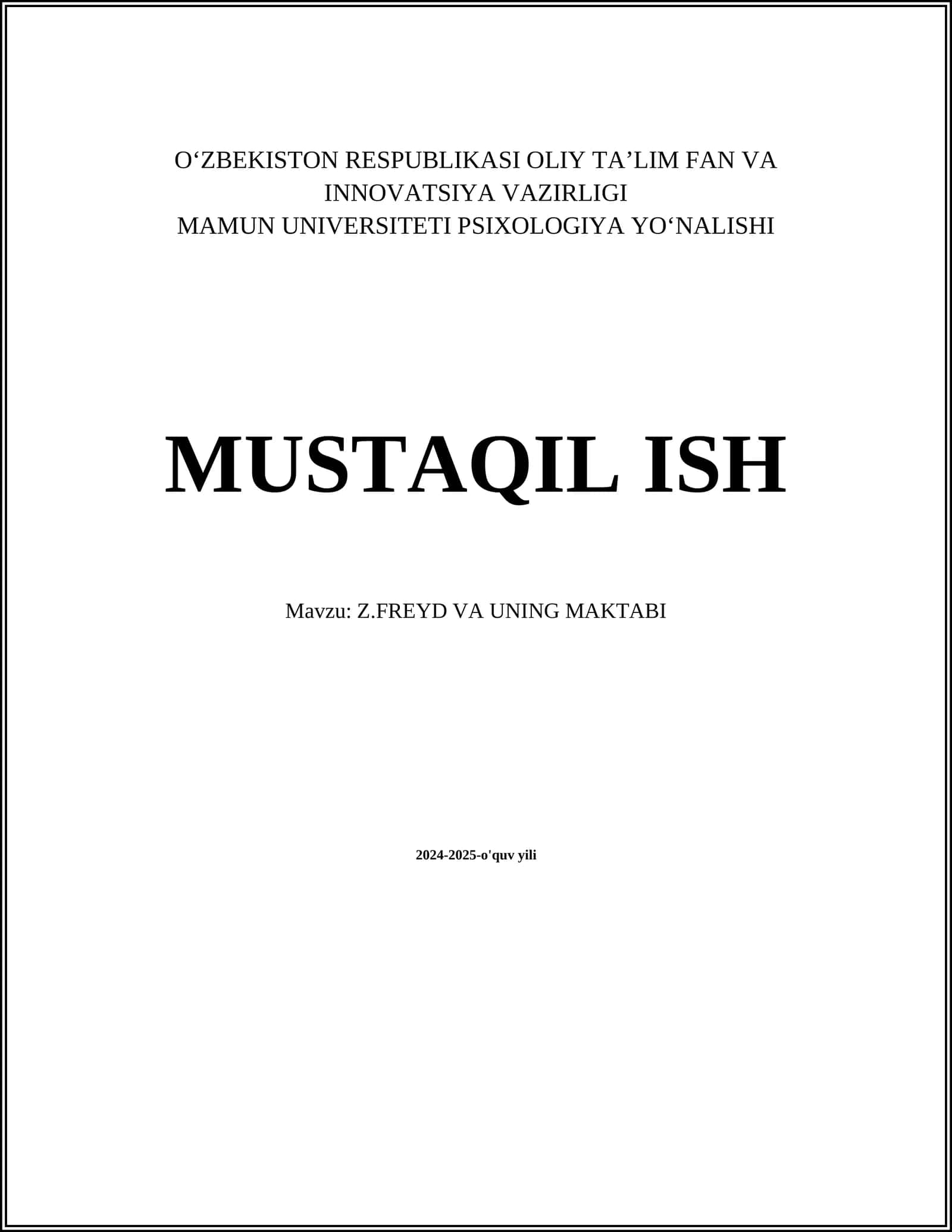 Z.FREYD VA UNING MAKTABI