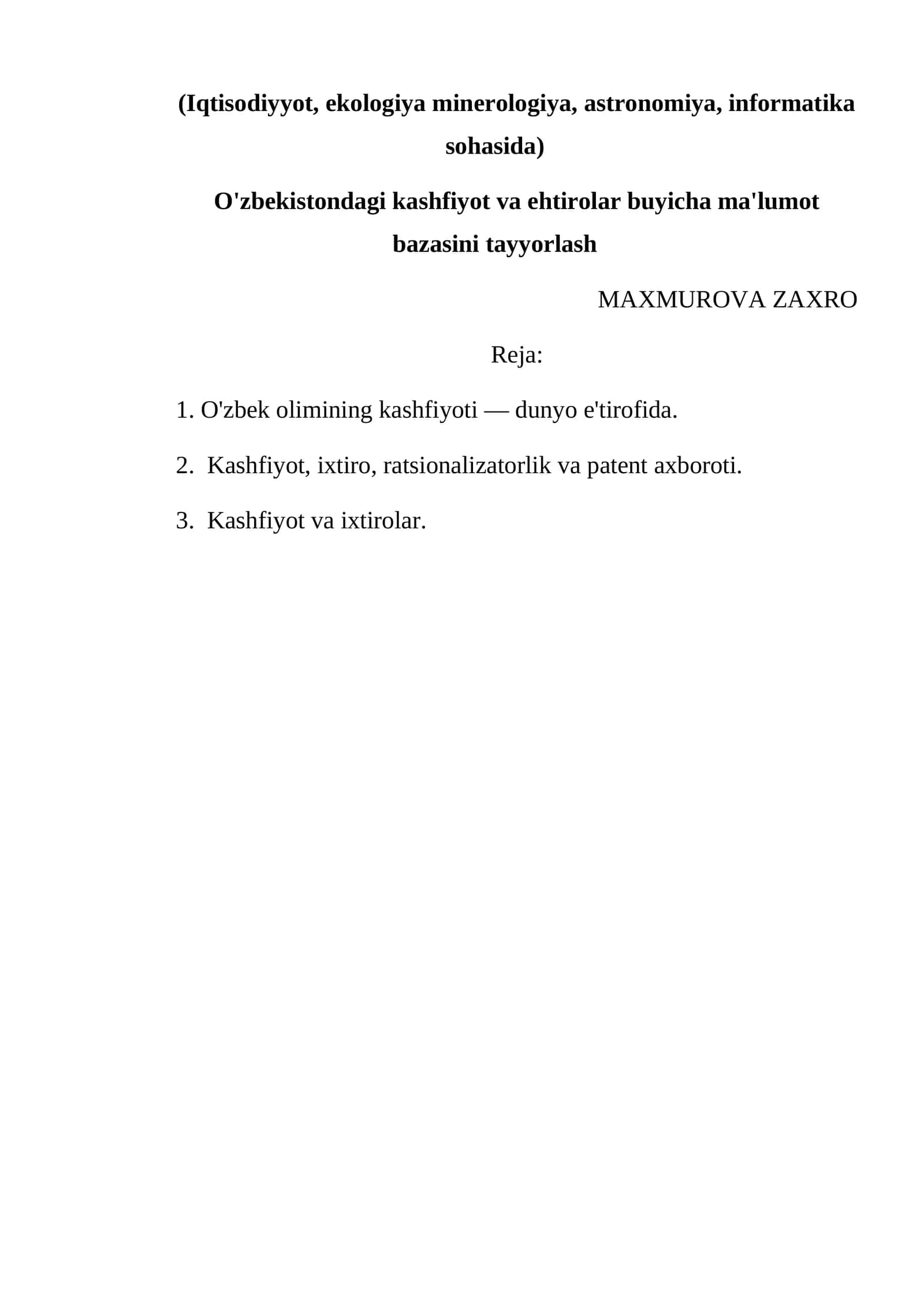 O'zbek olimining kashfiyoti