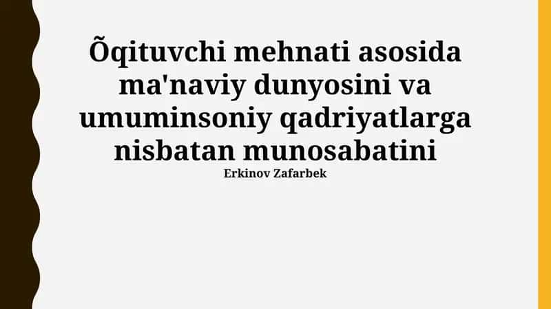 Ma'naviy-axloqiy tarbiya va o'qituvchining roli