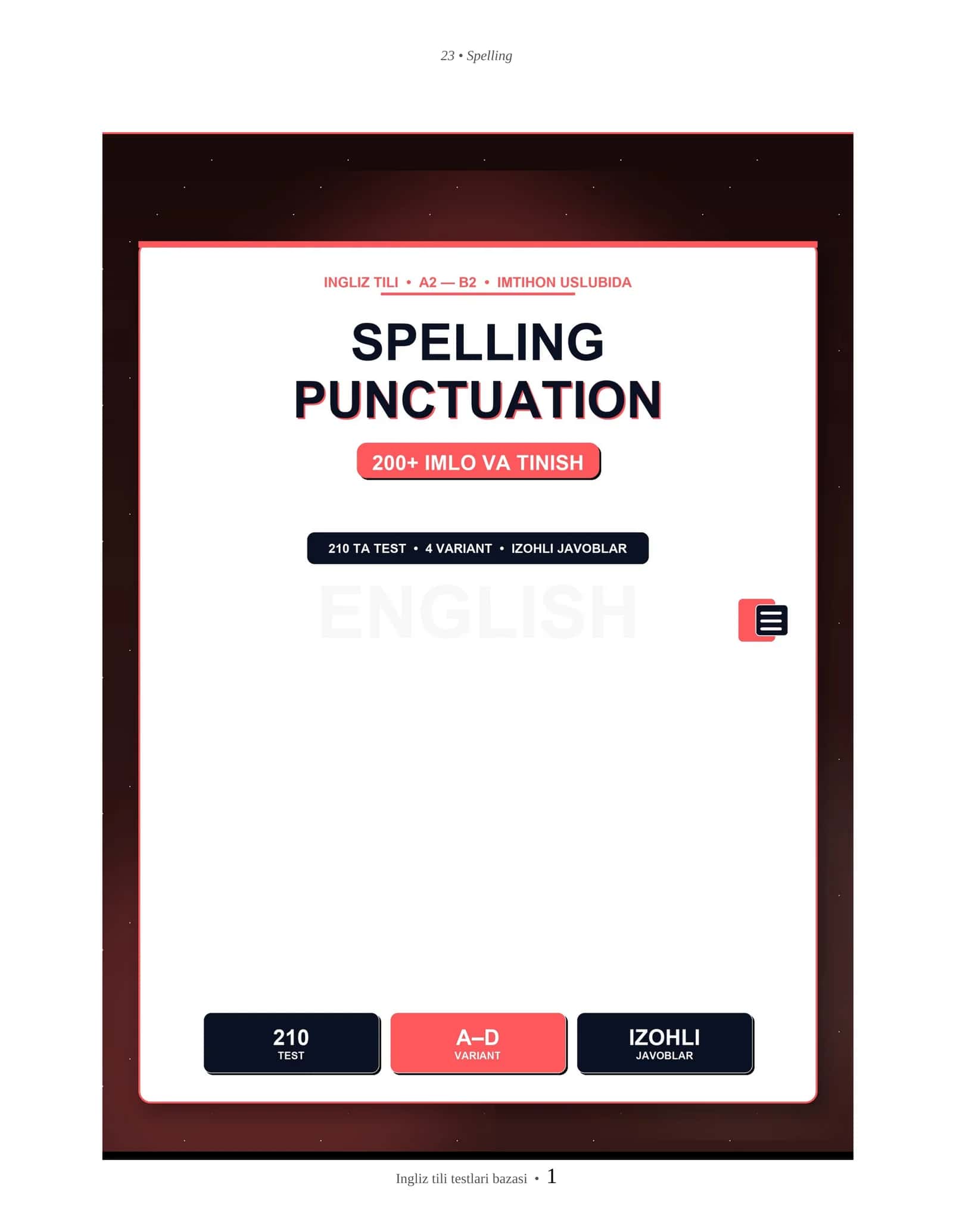INGLIZ TILI SPELLING & PUNCTUATION